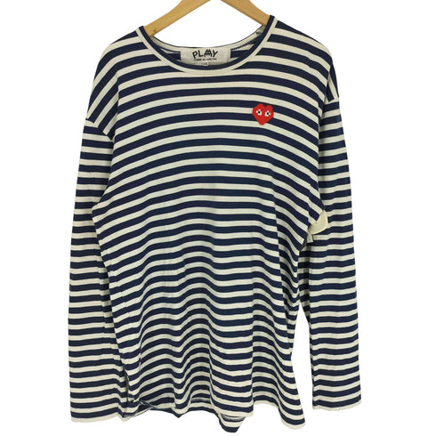 プレイコムデギャルソン PLAY COMME des GARCONS 22AW INVADER STRIPED L/S T-SHIRT ハートロゴ インベーダー ボーダー カットソー メンズ JPN:XXL